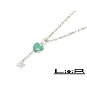 TIFFANY Co Heart Key Necklace Blue Stone Sterling Silver Polished